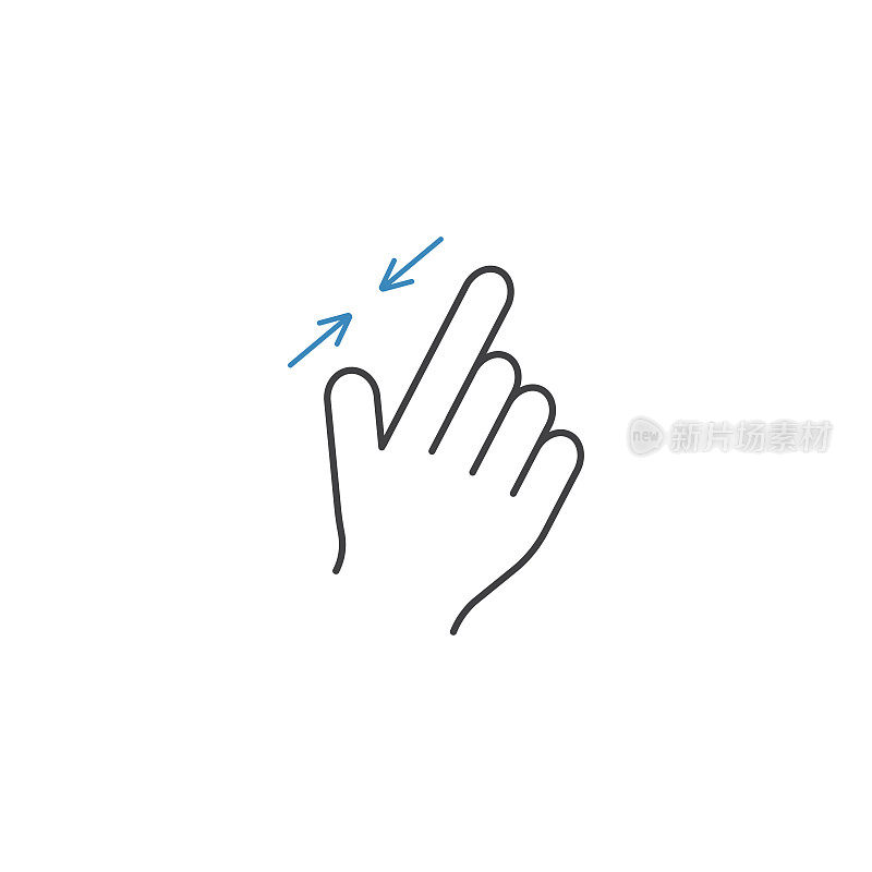 2 .手指缩小线条图标，手势